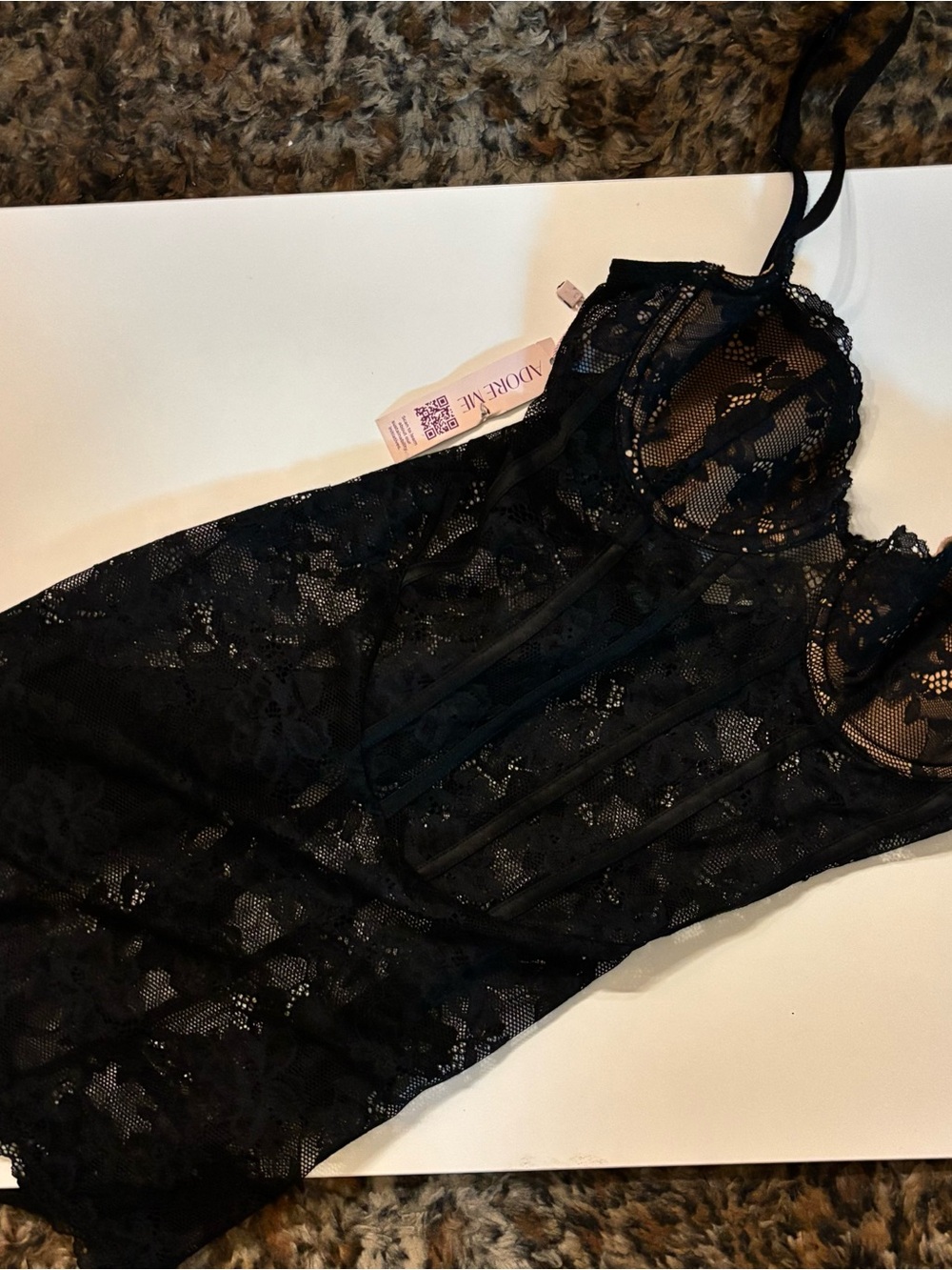 Adore Me Black Lace Chemise with Underwire Cups